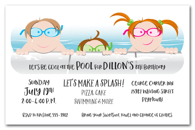 Kids Pool Party Invitation Photos, Images and Pictures