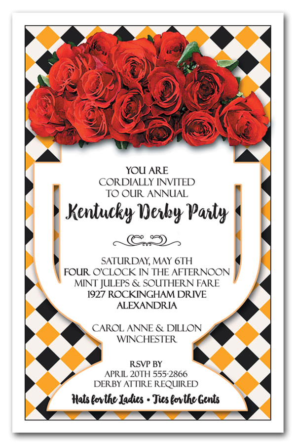 Kentucky Derby Party Invitations set of 40 with Envelopes and Free